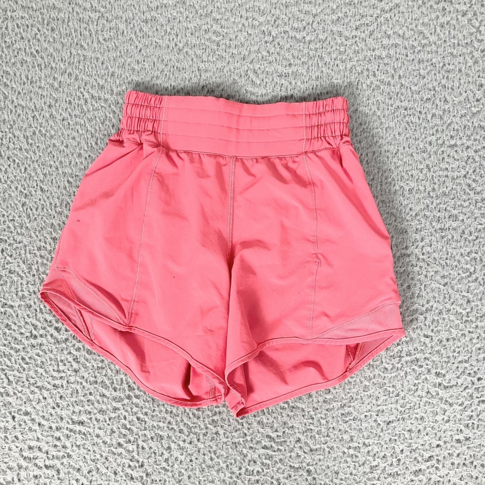 Lululemon Hotty Hot High Rise Shorts Womens 2 Pink Lined Running Gym Athletic